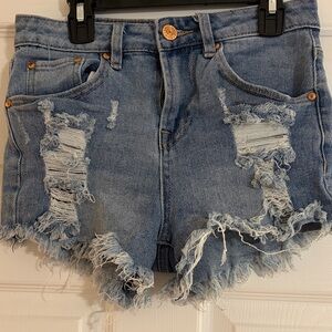 Almost Famous Distressed Blue Jean Shorts
